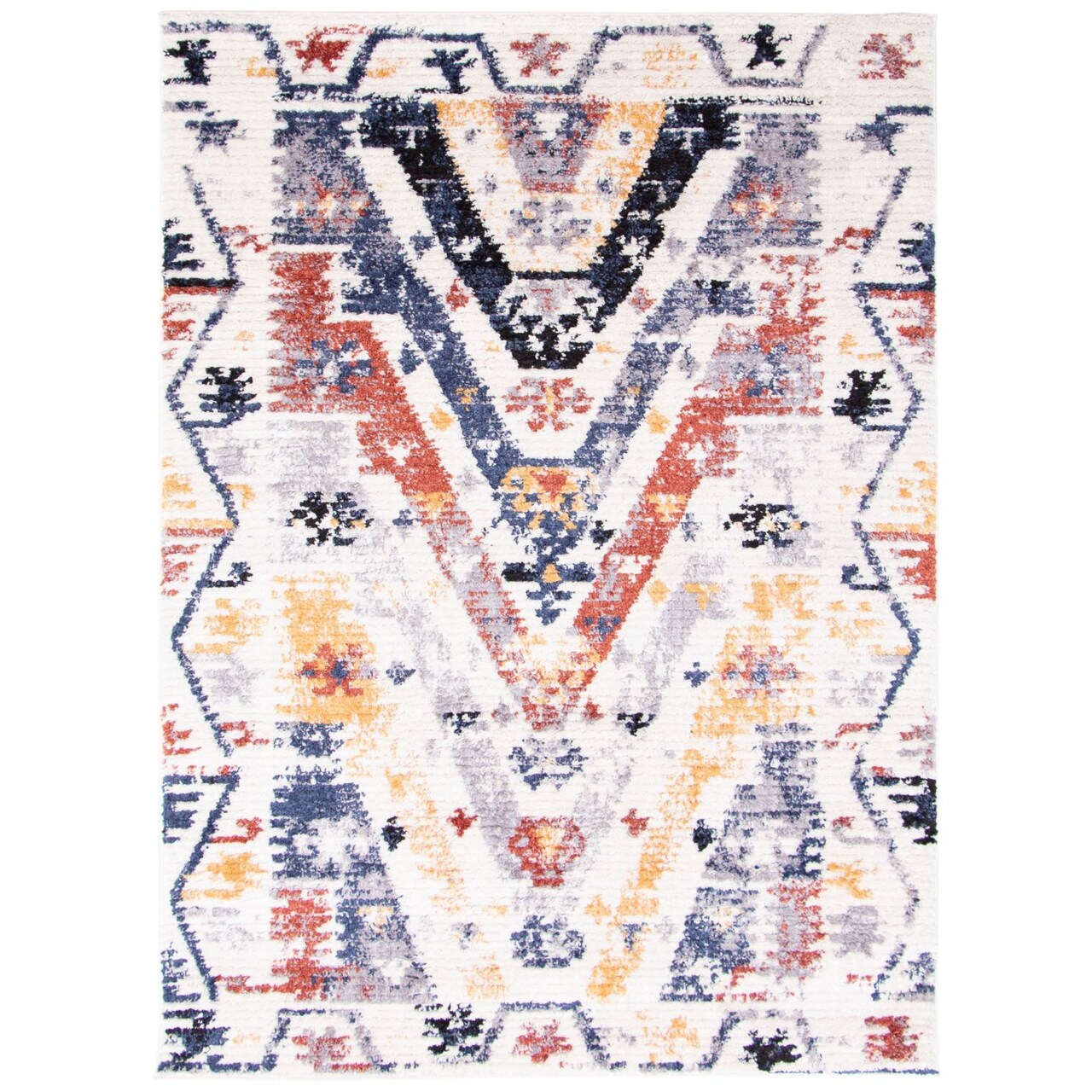 Chaudhary Living 4' x 6' Geometric Area Throw Rug - White and Yellow